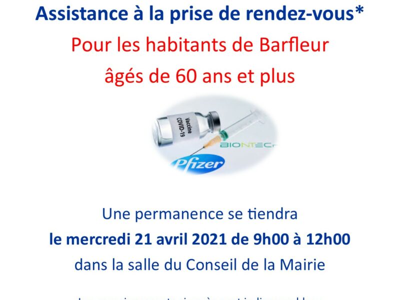 VACCINATION COVID-19  : assistance à la prise de rendez-vous !