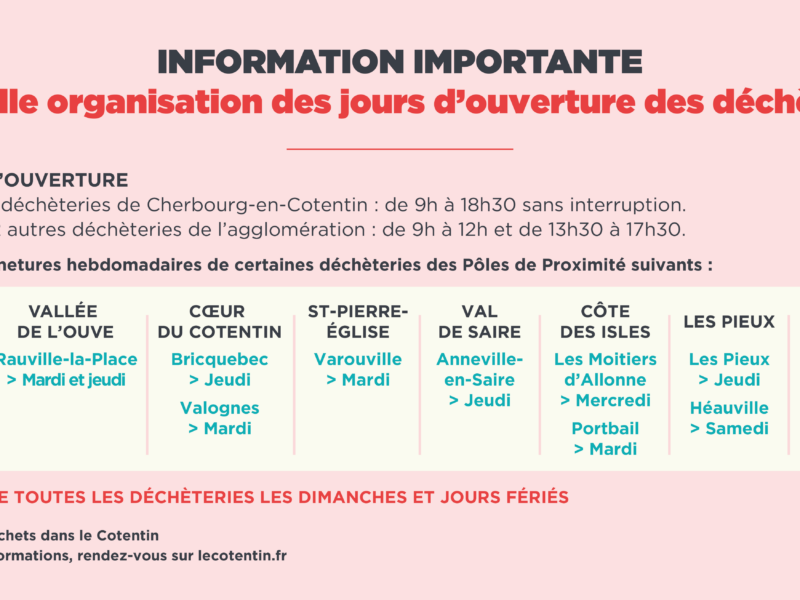 1er Octobre : les déchèteries adaptent leurs horaires !